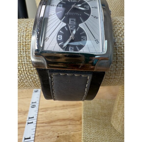 Kenneth Cole Reaction Mens Dual Dial Black & Silver Watch Stainless NOT TESTED - Picture 8 of 14